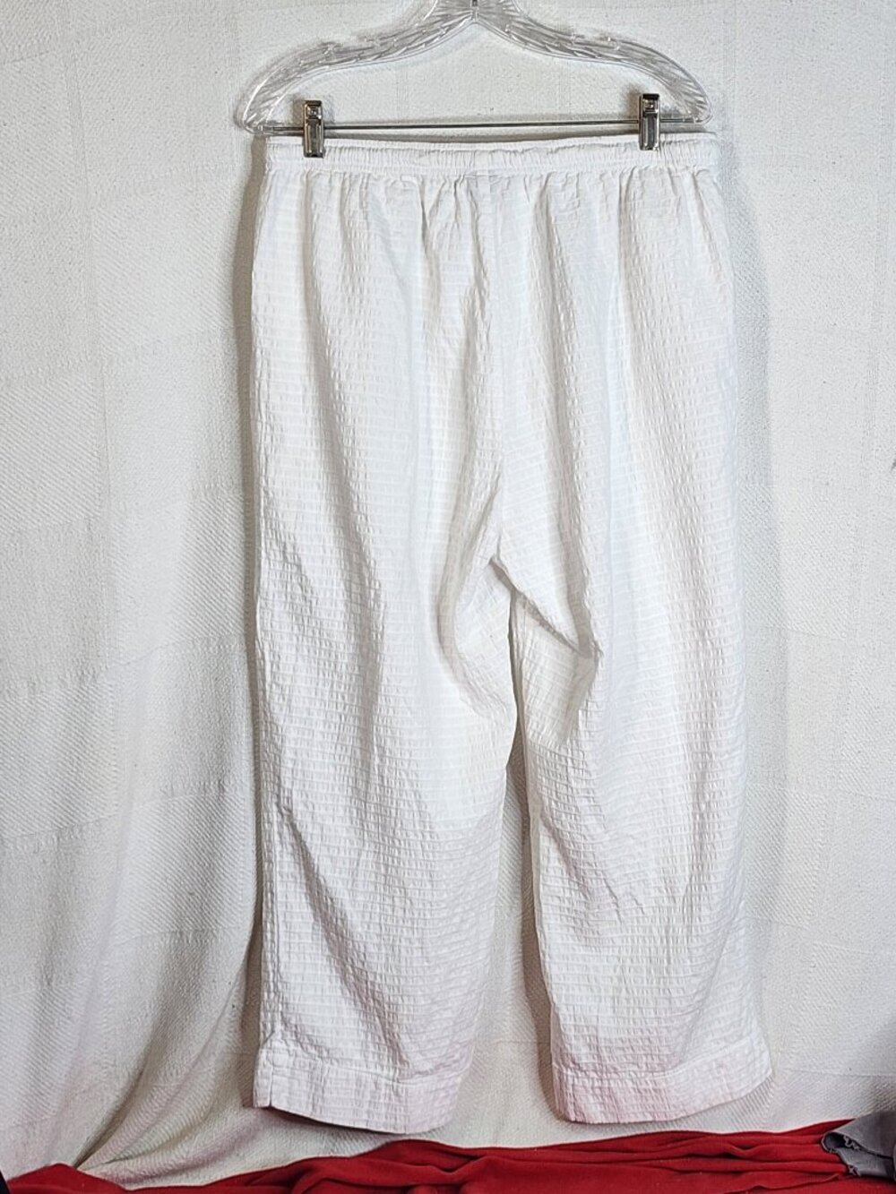 Focus Casual White Preshrunk Cotton Seersucker Drawstring Elastic Waist Pants XL - Picture 9 of 16